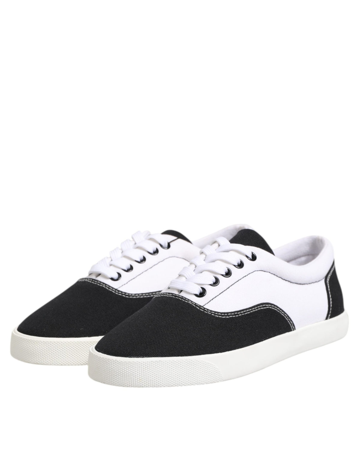 Dolce & Gabbana Men's Low Top Cotton Canvas Sneakers - Black White