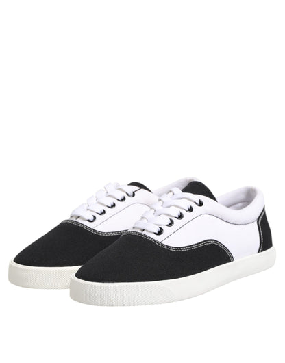 Dolce & Gabbana Men's Low Top Cotton Canvas Sneakers - Black White