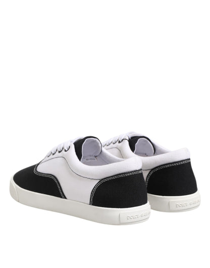 Dolce & Gabbana Men's Low Top Cotton Canvas Sneakers - Black White