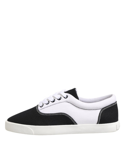 Dolce & Gabbana Men's Low Top Cotton Canvas Sneakers - Black White