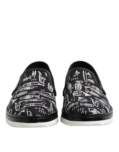Dolce & Gabbana Men's Cotton & Leather Loafer Slip-On Shoes - Black