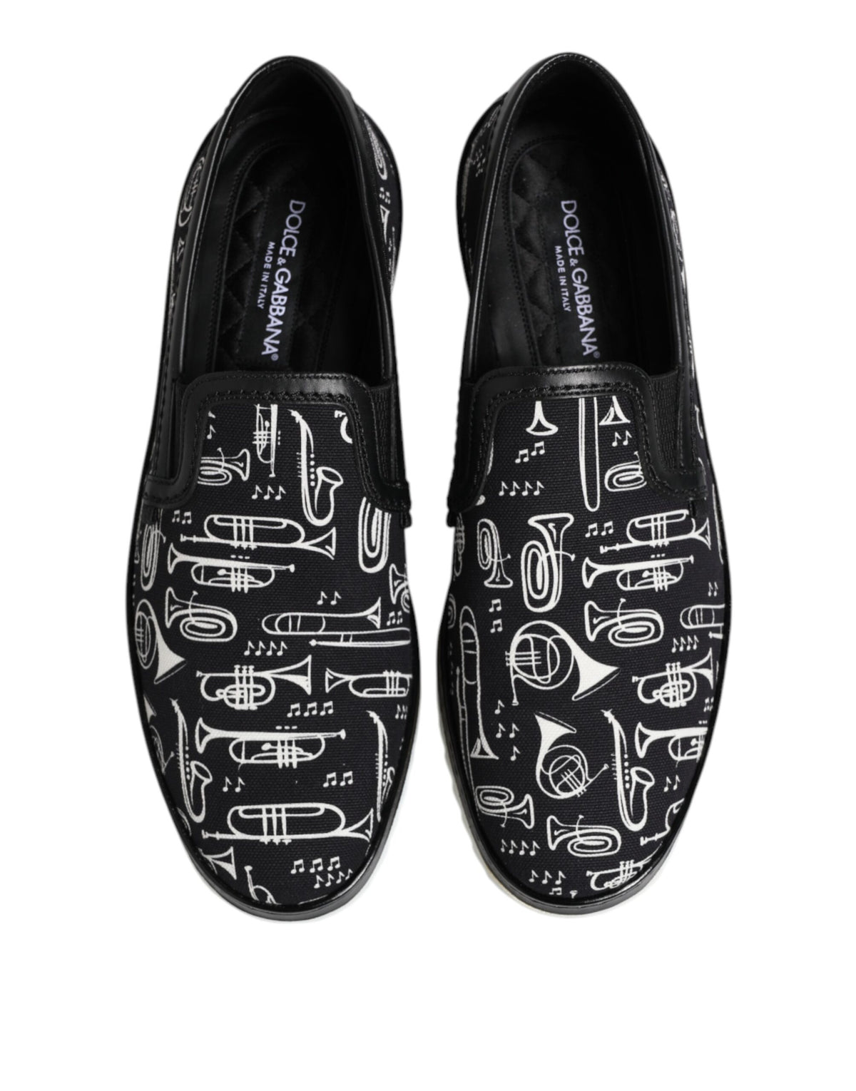 Dolce & Gabbana Men's Cotton & Leather Loafer Slip-On Shoes - Black