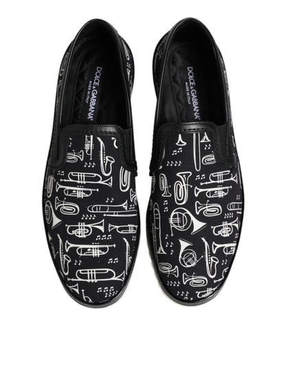 Dolce & Gabbana Men's Cotton & Leather Loafer Slip-On Shoes - Black