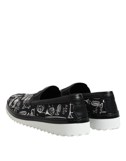 Dolce & Gabbana Men's Cotton & Leather Loafer Slip-On Shoes - Black