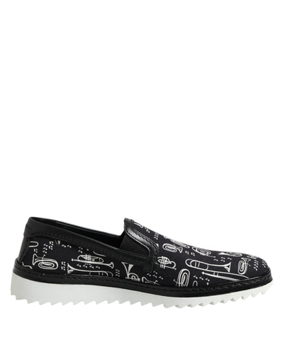 Dolce & Gabbana Men's Cotton & Leather Loafer Slip-On Shoes - Black