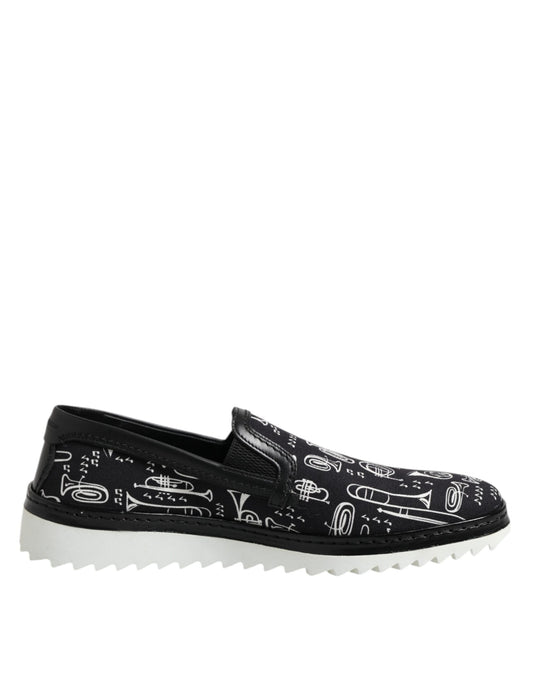 Dolce & Gabbana Men's Cotton & Leather Loafer Slip-On Shoes - Black
