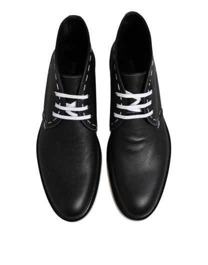 Dolce & Gabbana Men's Leather & Rubber Lace-Up Ankle Boots - Black White