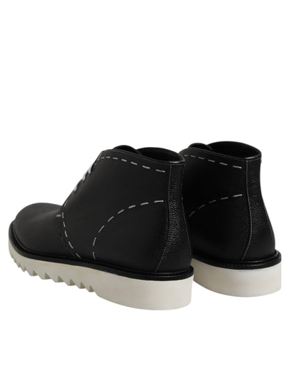 Dolce & Gabbana Men's Leather & Rubber Lace-Up Ankle Boots - Black White