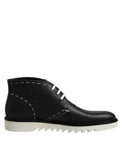 Dolce & Gabbana Men's Leather & Rubber Lace-Up Ankle Boots - Black White