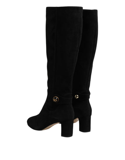 Dolce & Gabbana Women's Suede Leather High Knee-High Boots - Black