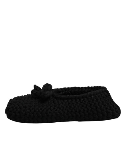 Dolce & Gabbana Women's Leather & Wool Ballet Flat Shoes - Black