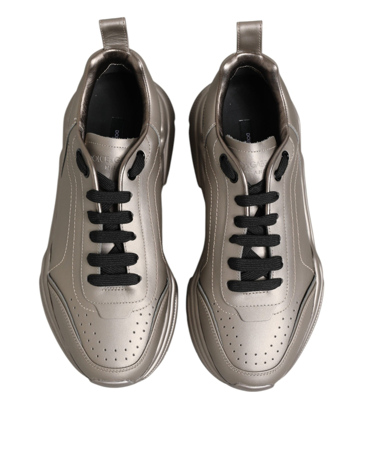 Dolce & Gabbana Men's Low Top Calf Leather & Rubber Sneakers - Silver