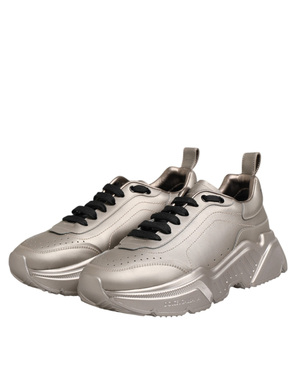 Dolce & Gabbana Men's Low Top Calf Leather & Rubber Sneakers - Silver