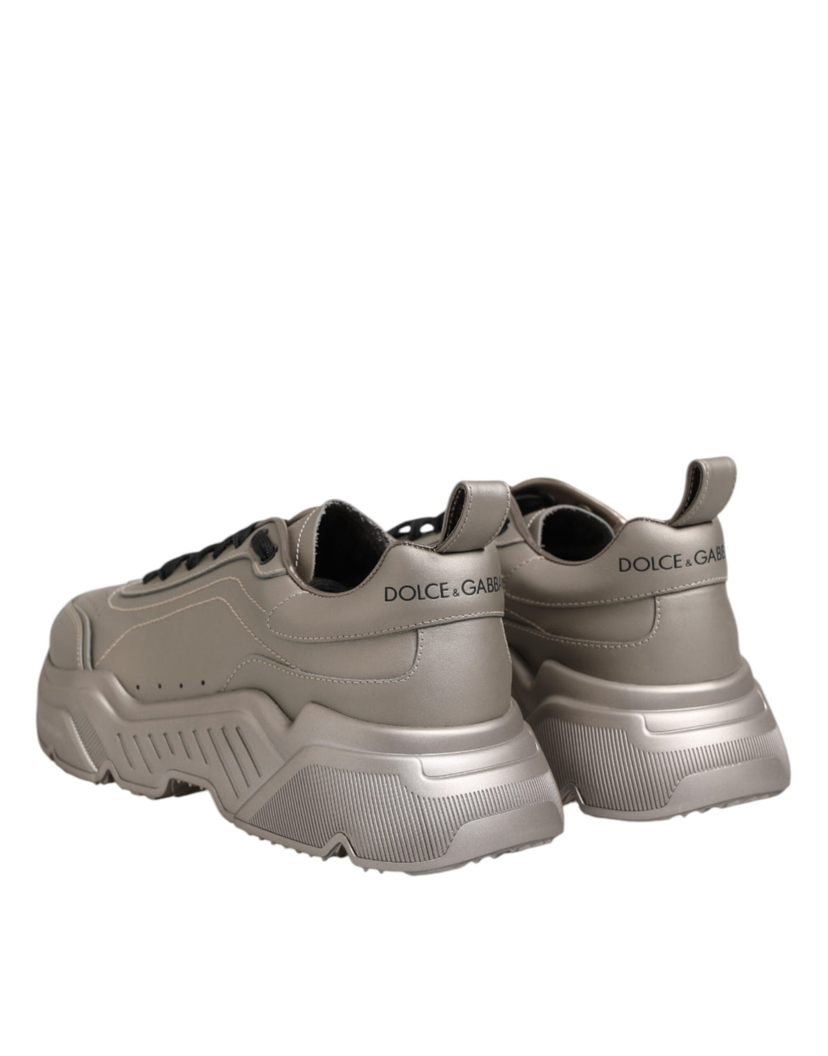Dolce & Gabbana Men's Low Top Calf Leather & Rubber Sneakers - Silver