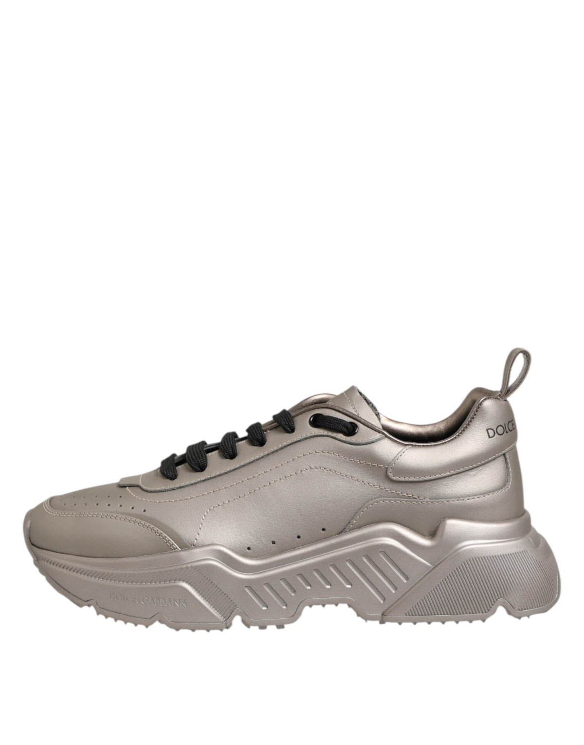 Dolce & Gabbana Men's Low Top Calf Leather & Rubber Sneakers - Silver