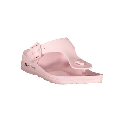 Flip-Flop Sandals by Norway 1963 for women in plastic and pink presents a sculptural silhouette, showcasing the signature style of the Women's Plastic Flip-Flop Sandals with a sculptural and sculptural .