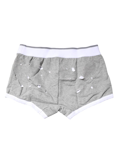 Dolce & Gabbana Gray Cotton Stretch Regular Boxer Underwear