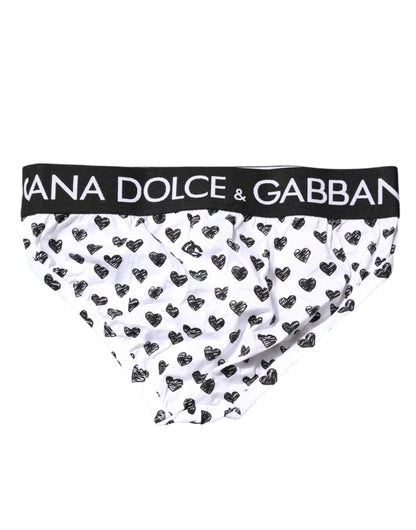 Dolce & Gabbana White Heart Printed Regular Brief Underwear