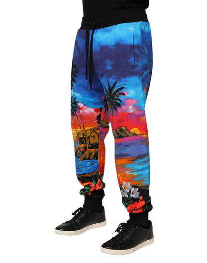 Dolce & Gabbana Men's Cotton Jogger Sweatpants - Blue Print