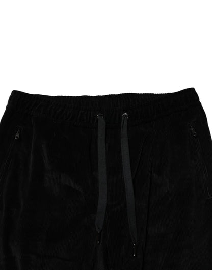 Dolce & Gabbana Black Cotton Men Jogger Sweatpants Pants