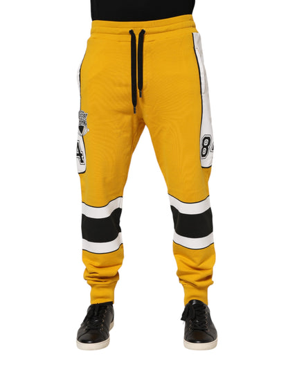 Dolce & Gabbana Yellow Cotton Drawstring Jogger Pants