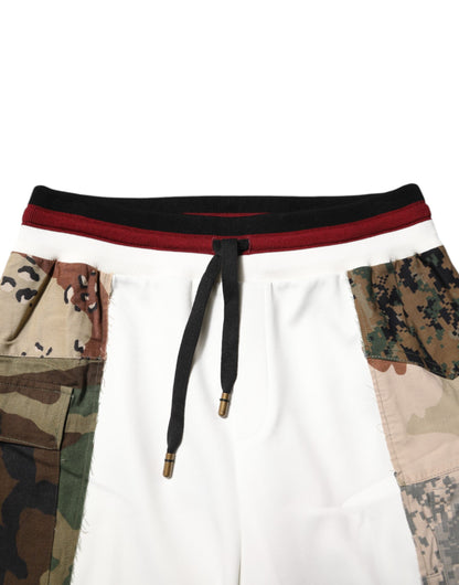 Dolce & Gabbana Men's Polyester & Nylon Joggers - White Patchwork