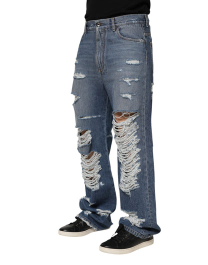 Dolce & Gabbana Men's Straight Stretch Denim Cotton Jeans - Blue