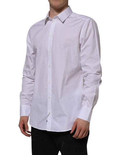 Dolce & Gabbana White Cotton GOLD Long Sleeves Formal Shirt