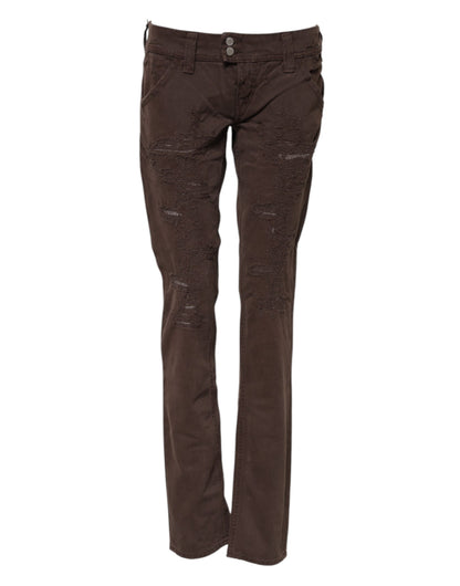 CYCLE Women's Skinny Low Rise Denim Cotton Jeans - Brown