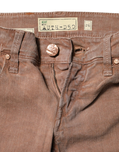 Acht 9 To 5 Women's Skinny Slim Low Rise Stretch Denim Cotton Jeans - Brown