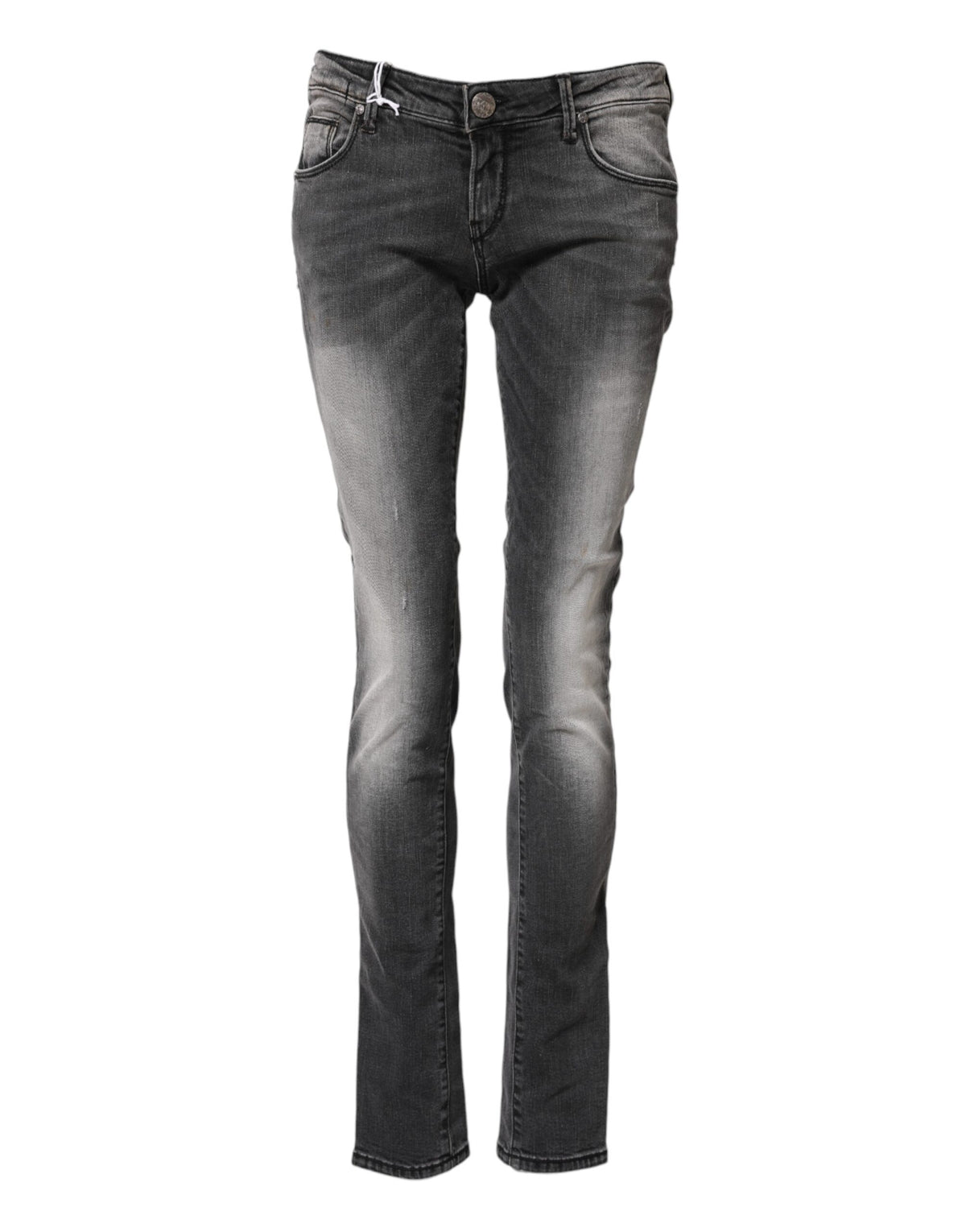 Acht Women's Skinny Slim Low Rise Stretch Denim Cotton Jeans - Dark Gray