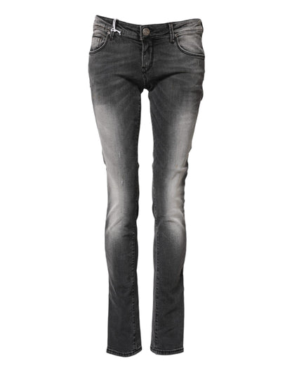 Acht Women's Skinny Slim Low Rise Stretch Denim Cotton Jeans - Dark Gray
