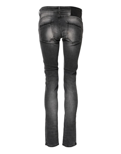 Acht Women's Skinny Slim Low Rise Stretch Denim Cotton Jeans - Dark Gray