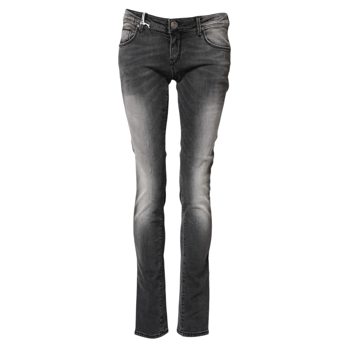 Acht Women's Skinny Slim Low Rise Stretch Denim Cotton Jeans - Dark Gray