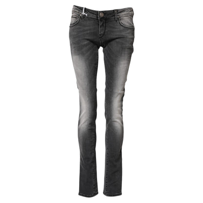 Acht Women's Skinny Slim Low Rise Stretch Denim Cotton Jeans - Dark Gray