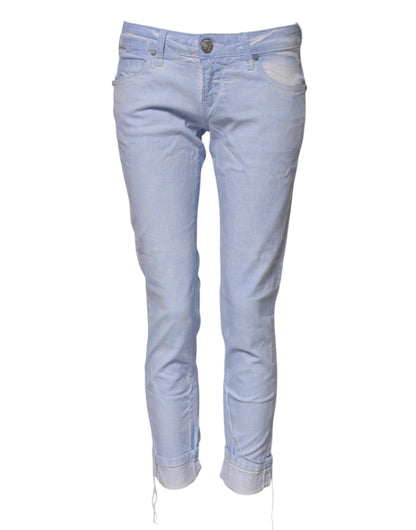 Acht Light Blue Cotton Slim Fit Denim Low Waist Denim Jeans