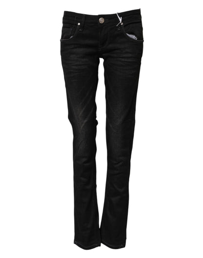 Acht Women's Skinny Slim Low Rise Stretch Denim Cotton Jeans - Black