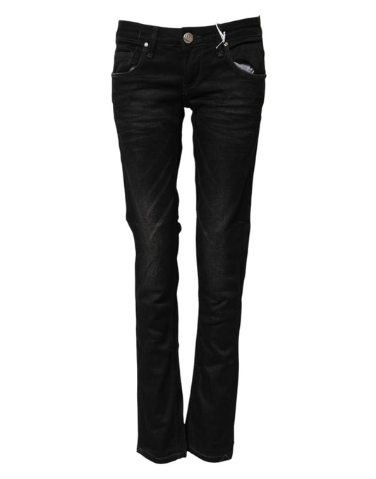 Acht Women's Skinny Slim Low Rise Stretch Denim Cotton Jeans - Black