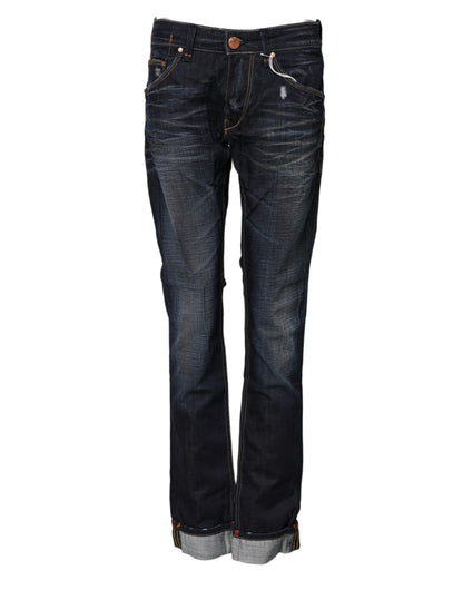 Acht Women's Flared Mid Rise Denim Cotton Jeans - Blue