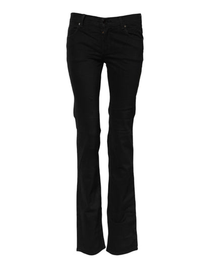 Ermanno Scervino Women's Flared Bootcut Low Rise Stretch Denim Cotton Jeans - Black