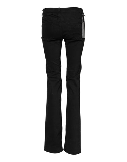 Ermanno Scervino Women's Flared Bootcut Low Rise Stretch Denim Cotton Jeans - Black