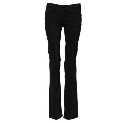 Ermanno Scervino Women's Flared Bootcut Low Rise Stretch Denim Cotton Jeans - Black