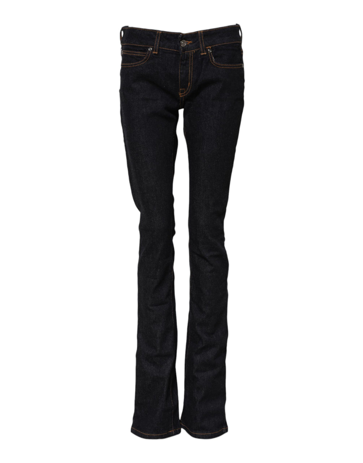 GF Ferre Women's Skinny Slim Mid Rise Stretch Denim Cotton Jeans - Dark Blue