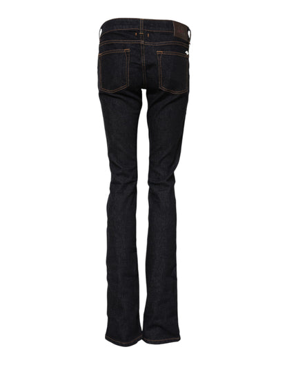 GF Ferre Women's Skinny Slim Mid Rise Stretch Denim Cotton Jeans - Dark Blue