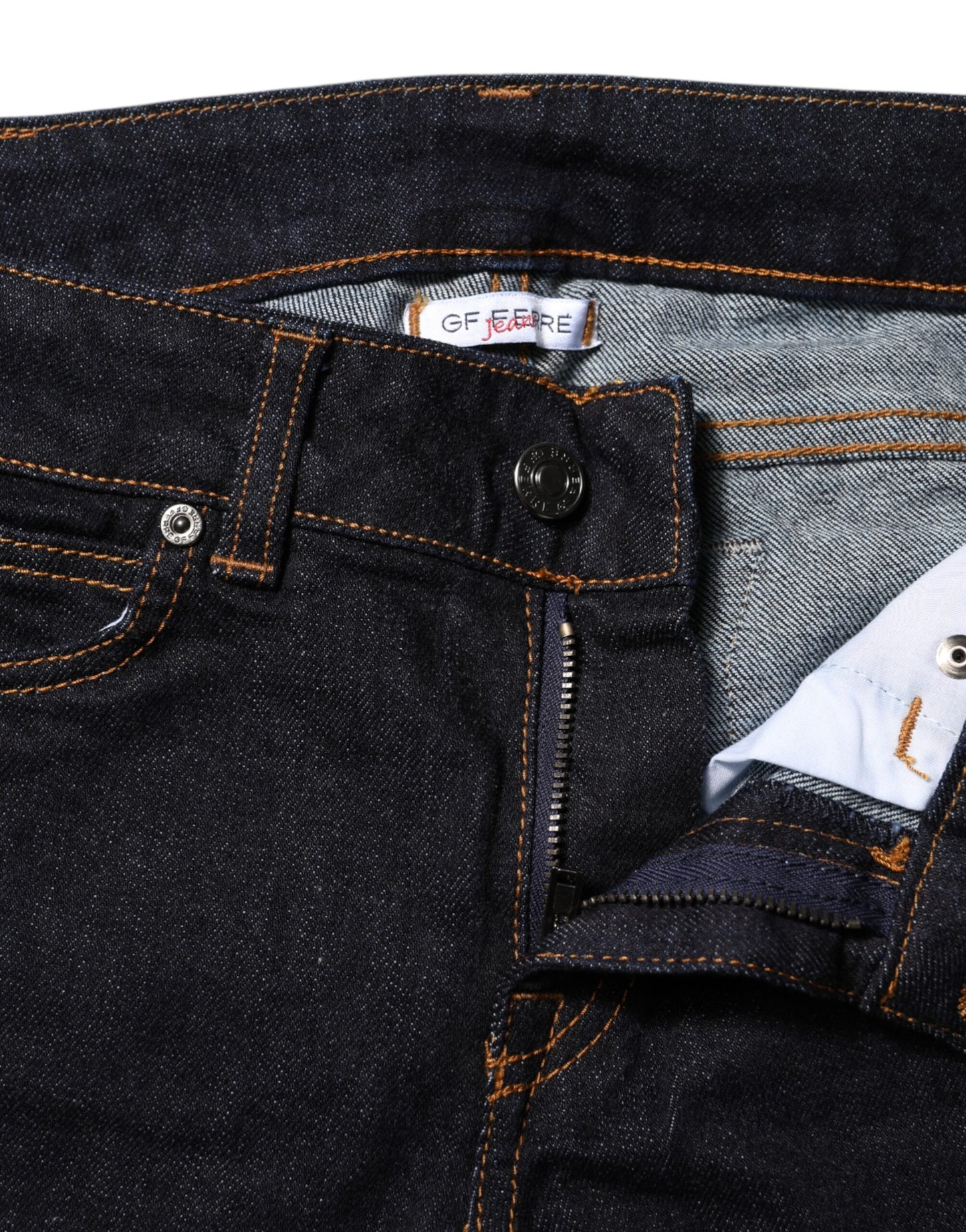 GF Ferre Dark Blue Cotton Mid Waisted Skinny Denim Jeans