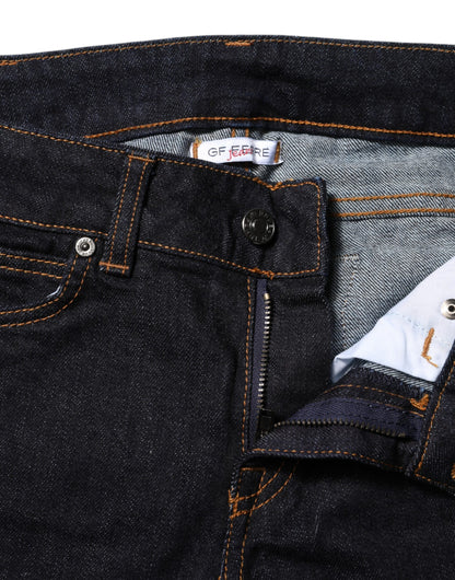 GF Ferre Dark Blue Cotton Mid Waisted Skinny Denim Jeans