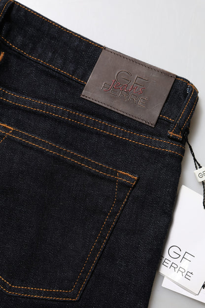 GF Ferre Women's Skinny Slim Mid Rise Stretch Denim Cotton Jeans - Dark Blue