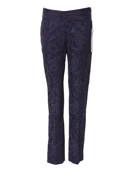 BENCIVENGA Women's Straight High Rise Viscose & Virgin Wool Jeans - Purple Jacquard