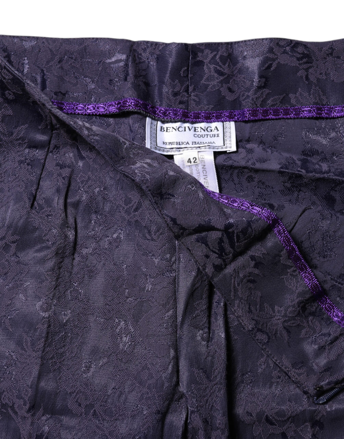 BENCIVENGA Women's Straight High Rise Viscose & Virgin Wool Jeans - Purple Jacquard