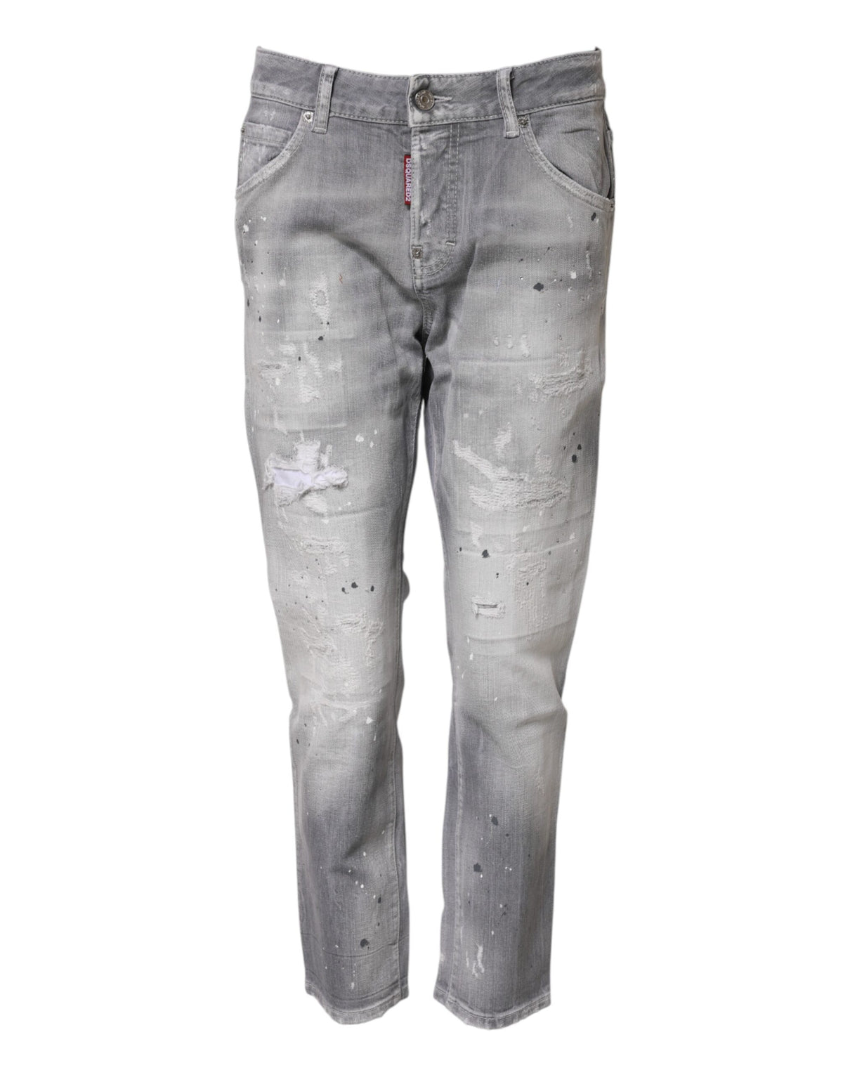 Dsquared² Women's Tapered Leg Mid Rise Stretch Denim Cotton Jeans - Gray